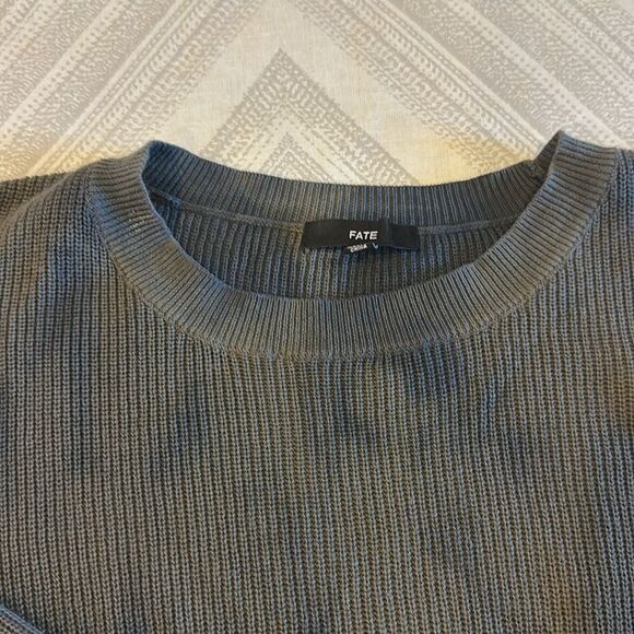 Fate Women’s Distressed Olive Green & Black Tie Dye Sweater - Size S - Picture 2 of 7